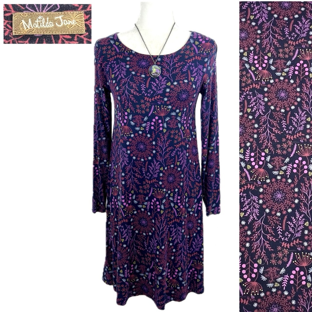 Matilda Jane Resolution Dress Floral Navy Blue Purple XS